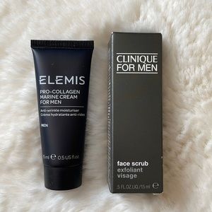 Men’s skincare bundle Elemis cream and Clinique scrub